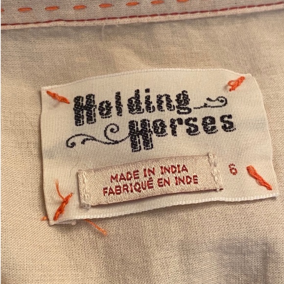 Holding Horses embroidery button down shirt -Size 6 - Picture 6 of 8
